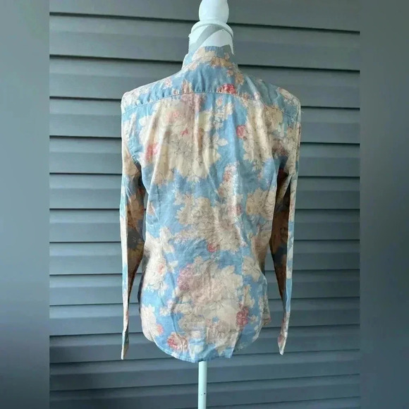 LRL Lauren Jeans Co. Floral Ruffle-Trim Blouse Sz M - Picture 5 of 10
